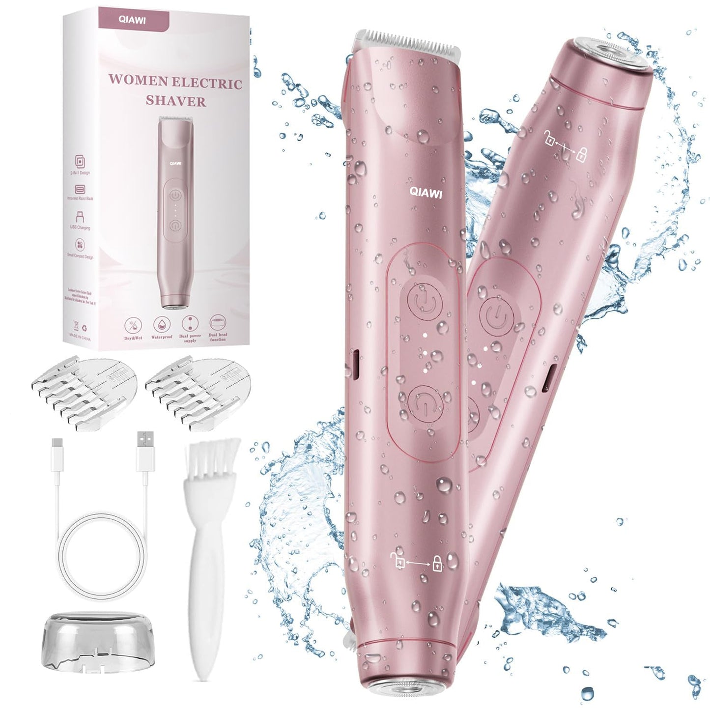 ✨Last 3 Hours: 2nd Only $9.99! QIAWI 2-in-1 Women’s Electric Shaver – Dual Head Precision Trimmer