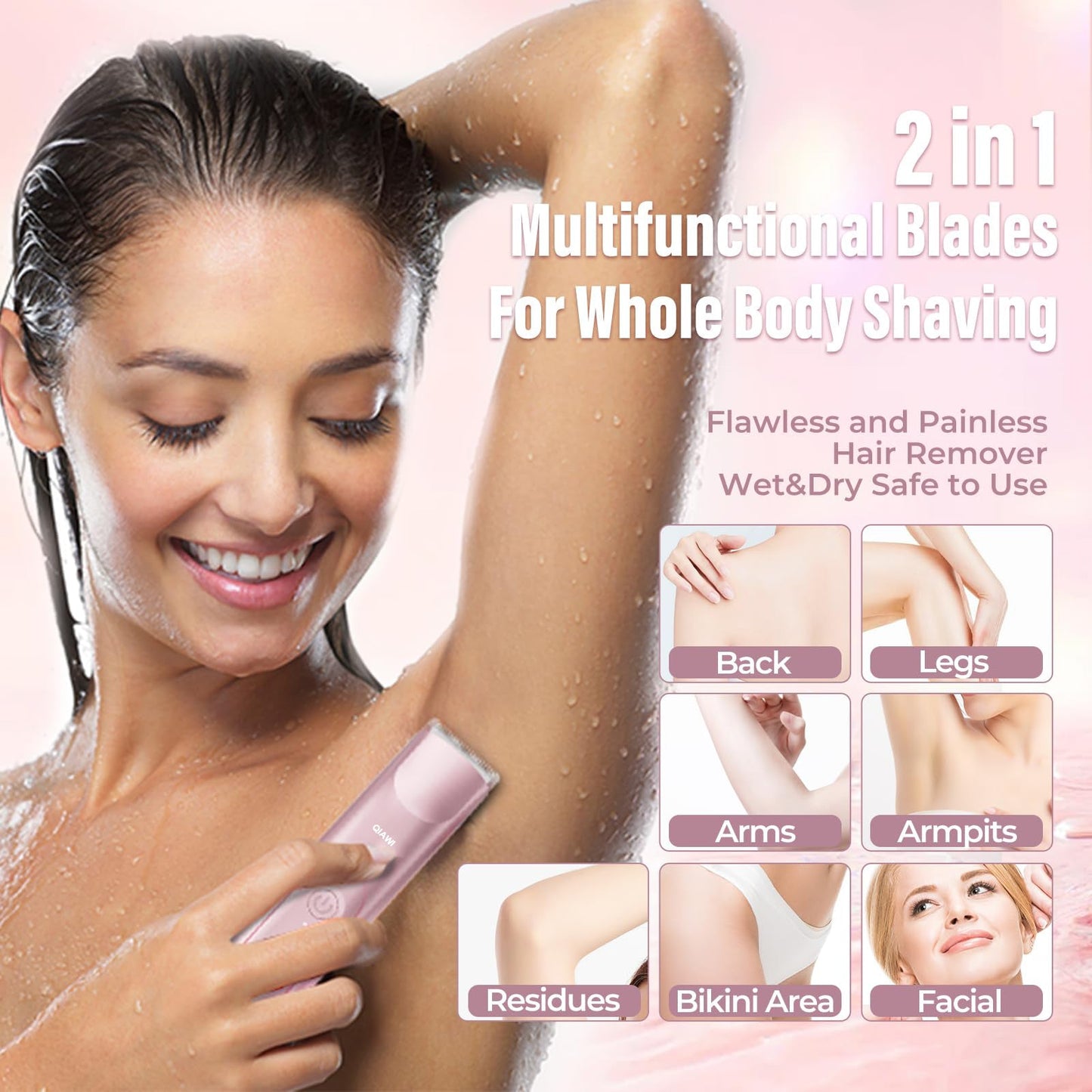 ✨Last 3 Hours: 2nd Only $9.99! QIAWI 2-in-1 Women’s Electric Shaver – Dual Head Precision Trimmer