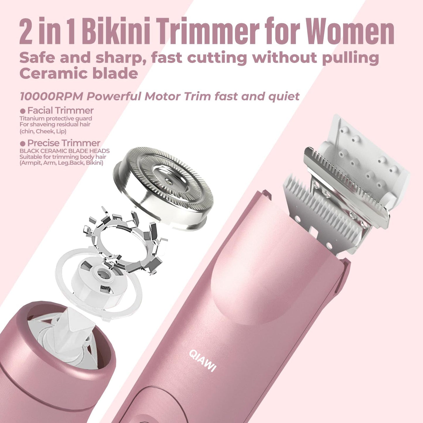 ✨Last 3 Hours: 2nd Only $9.99! QIAWI 2-in-1 Women’s Electric Shaver – Dual Head Precision Trimmer