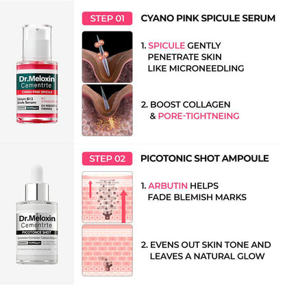 ✨Final 3 Hours: 50% OFF 💥Spot Care Duo | Shrinks Pores & Fades Blemish Marks in 2 Weeks | Cyano Pink Spicule Serum+ Picotonic Shot Ampoule(Two bottles form a set)